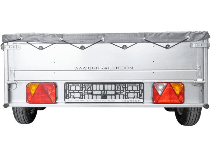 REMORQUE UNITRAILER 264/2 KIPP AVEC ROUE JOCKEY, TIGE DE SUPPORT DE BÂCHE ET BÂCHE PLATE GRISE – Image 14