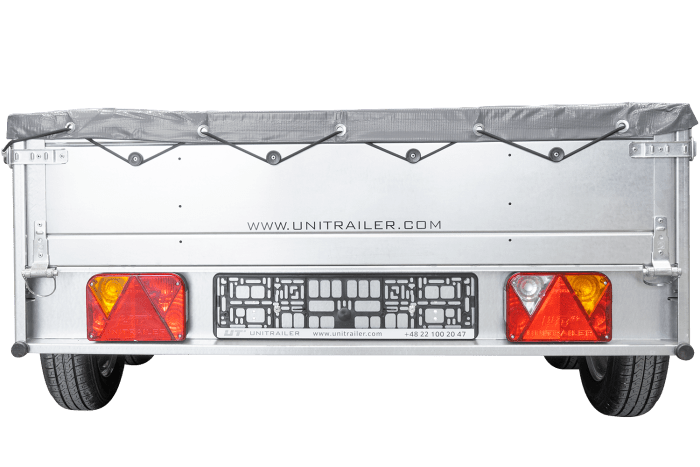 REMORQUE UNITRAILER 264/2 KIPP AVEC ROUE JOCKEY, TIGE DE SUPPORT DE BÂCHE ET BÂCHE PLATE GRISE – Image 13
