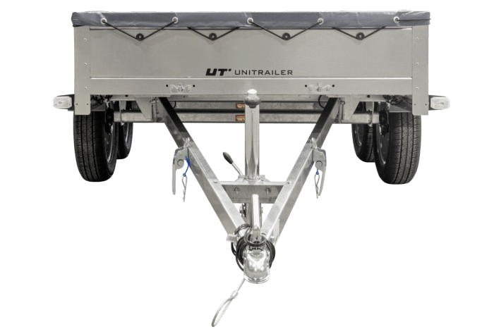 REMORQUE UNITRAILER 264/2 KIPP AVEC ROUE JOCKEY, TIGE DE SUPPORT DE BÂCHE ET BÂCHE PLATE GRISE – Image 12