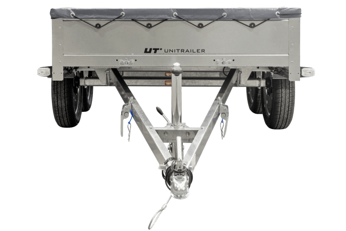 REMORQUE UNITRAILER 264/2 KIPP AVEC ROUE JOCKEY, TIGE DE SUPPORT DE BÂCHE ET BÂCHE PLATE GRISE – Image 11