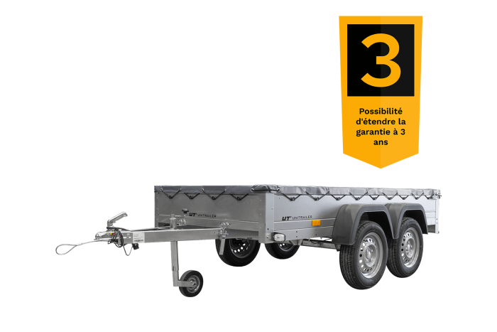 REMORQUE UNITRAILER 264/2 KIPP AVEC ROUE JOCKEY, TIGE DE SUPPORT DE BÂCHE ET BÂCHE PLATE GRISE – Image 5