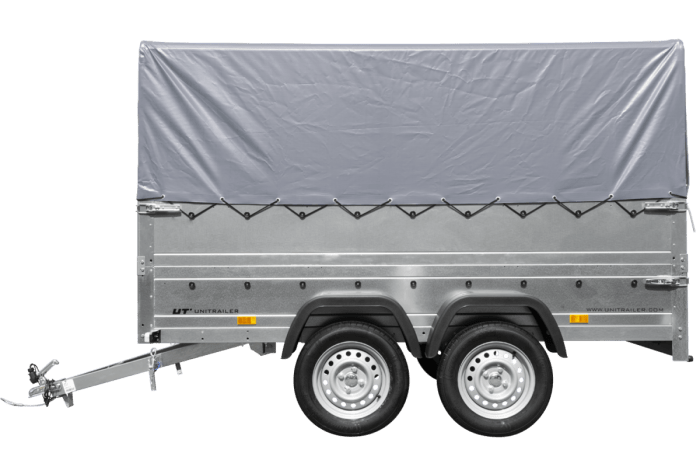 REMORQUE DOUBLE ESSIEUX UNITRAILER 264/2 KIPP AVEC ROUE JOCKEY, ARCEAU ET bâche GRISE – Image 57