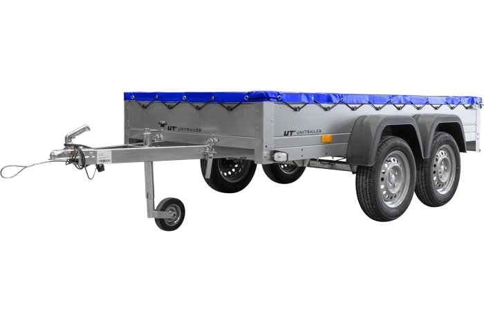REMORQUE UNITRAILER 264/2 KIPP AVEC ROUE JOCKEY, TIGE DE SUPPORT DE BÂCHE ET BÂCHE PLATE GRISE – Image 47