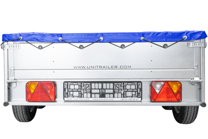 REMORQUE UNITRAILER 264/2 KIPP AVEC ROUE JOCKEY, TIGE DE SUPPORT DE BÂCHE ET BÂCHE PLATE GRISE – Image 62