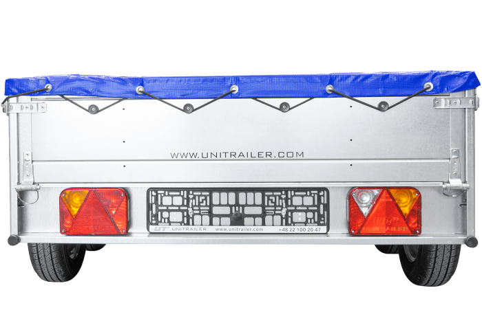 REMORQUE UNITRAILER 264/2 KIPP AVEC ROUE JOCKEY, TIGE DE SUPPORT DE BÂCHE ET BÂCHE PLATE GRISE – Image 61