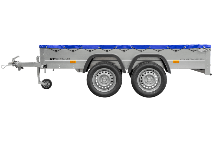 REMORQUE UNITRAILER 264/2 KIPP AVEC ROUE JOCKEY, TIGE DE SUPPORT DE BÂCHE ET BÂCHE PLATE GRISE – Image 53