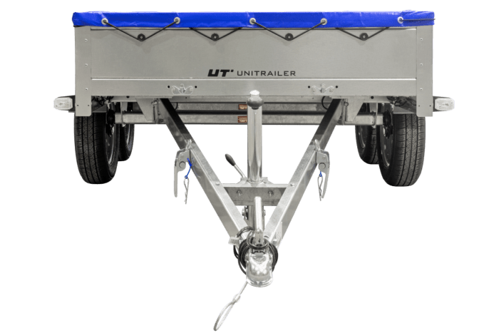 REMORQUE UNITRAILER 264/2 KIPP AVEC ROUE JOCKEY, TIGE DE SUPPORT DE BÂCHE ET BÂCHE PLATE GRISE – Image 56