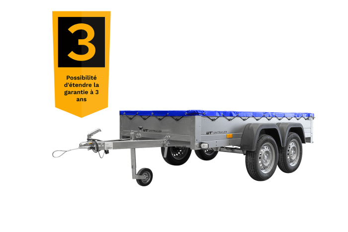REMORQUE UNITRAILER 264/2 KIPP AVEC ROUE JOCKEY, TIGE DE SUPPORT DE BÂCHE ET BÂCHE PLATE GRISE – Image 51