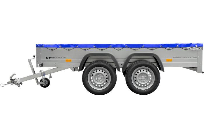 REMORQUE UNITRAILER 264/2 KIPP AVEC ROUE JOCKEY, TIGE DE SUPPORT DE BÂCHE ET BÂCHE PLATE GRISE – Image 57